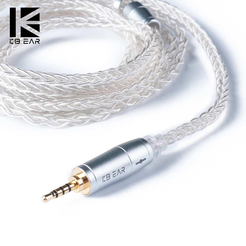 In Ear Monitor Iem - KBEAR 8 Çekirdekli Yükseltilmiş Gümüş Kablolu